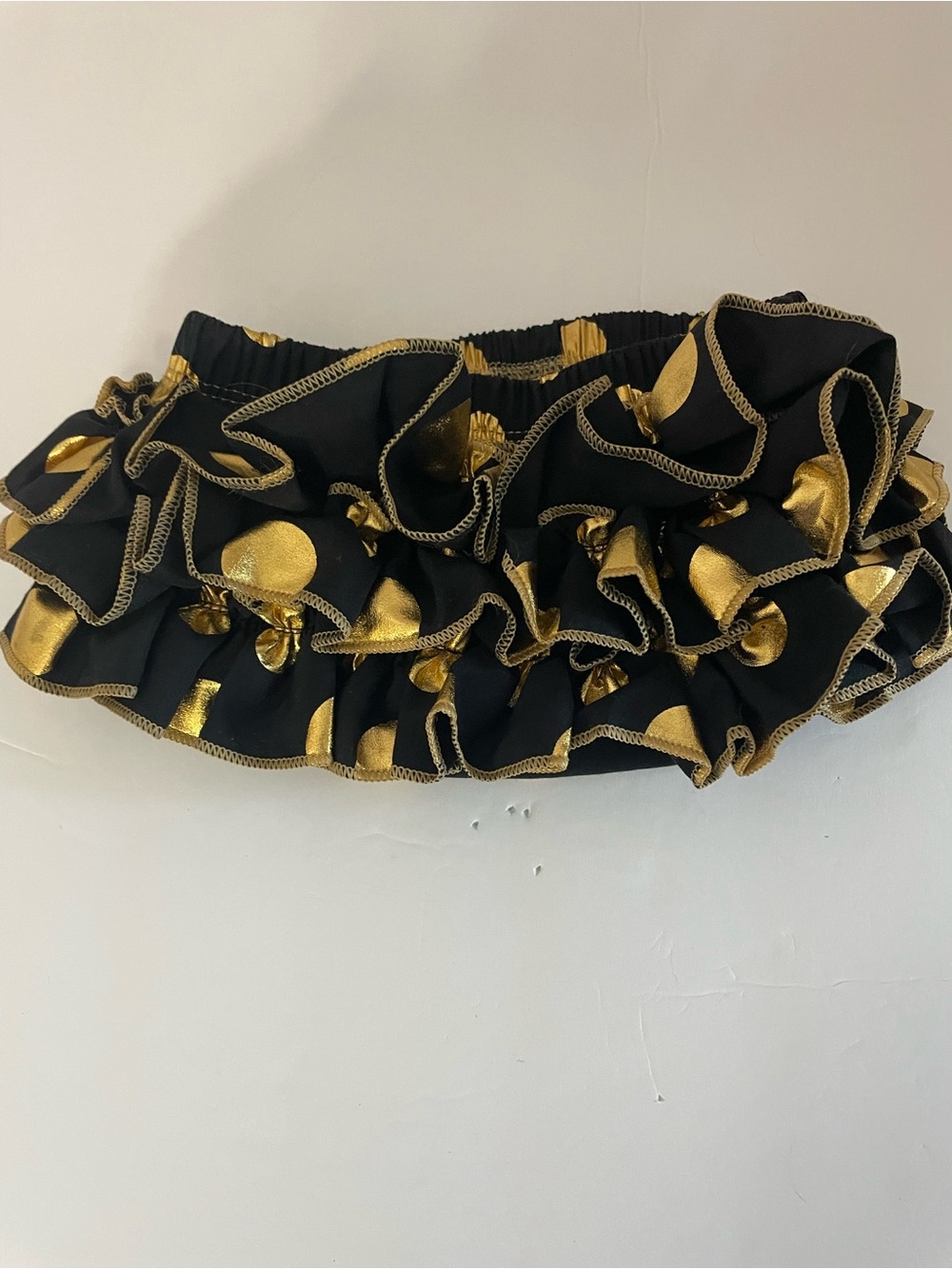 Black & Gold Polka Ruffle Diaper Cover